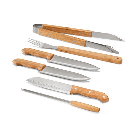 Kit Churrasco em Estojo de Bambu Personalizado Kit Churrasco em Estojo de Bambu Personalizado