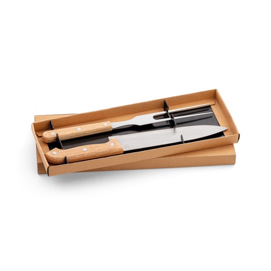 Kit Churrasco 2 Peças em Aço inox e Bambu com Estojo Personalizado Kit Churrasco 2 Peças em Aço inox e Bambu com Estojo Personalizado
