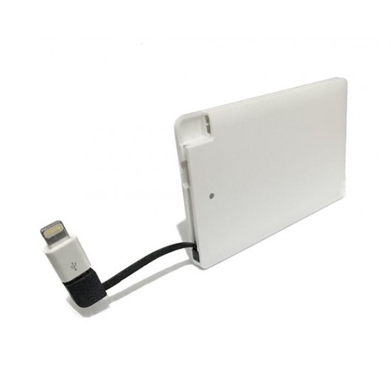 Carregador Portátil Universal Slim com Cabo Embutido 2500MAH Personalizado Carregador Portátil Universal Slim com Cabo Embutido 2500MAH Personalizado