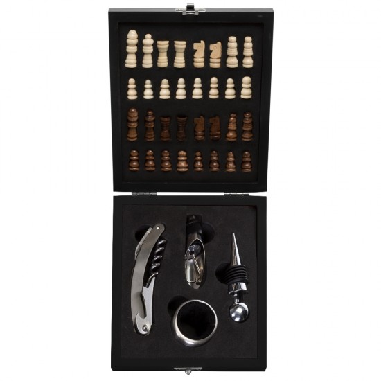 Kit Vinho Xadrez 4 peças Personalizado Kit Vinho Xadrez 4 peças Personalizado
