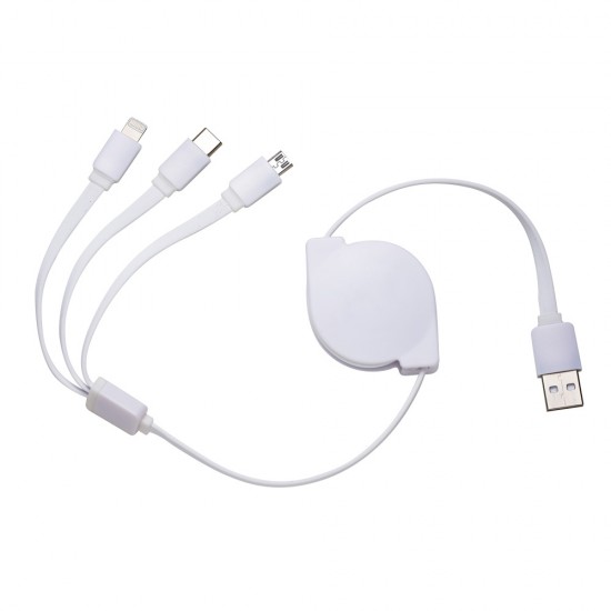 Cabo USB Retrátil 3 em 1 Personalizado Cabo USB Retrátil 3 em 1 Personalizado