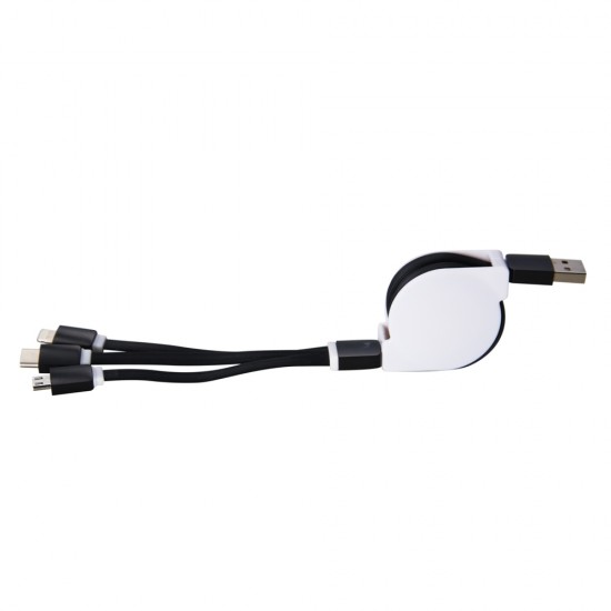 Cabo USB Retrátil 3 em 1 Personalizado Cabo USB Retrátil 3 em 1 Personalizado