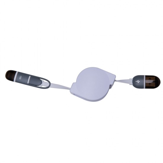 Cabo USB Retrátil 2 em 1 Personalizado Cabo USB Retrátil 2 em 1 Personalizado