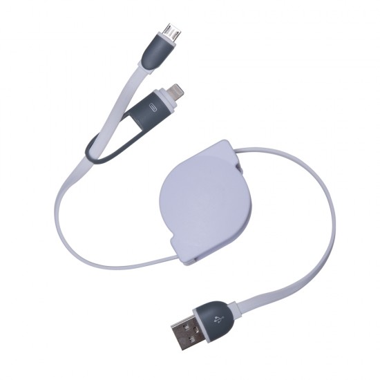 Cabo USB Retrátil 2 em 1 Personalizado Cabo USB Retrátil 2 em 1 Personalizado